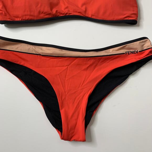 Fenty Perfect Creatures Coral and Peach Bandeau Bikini Set Womens Size 46 - Picture 13 of 13